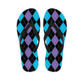 Purple Black And Blue Argyle Print Flip Flops