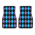 Purple Black And Blue Argyle Print Front Car Floor Mats