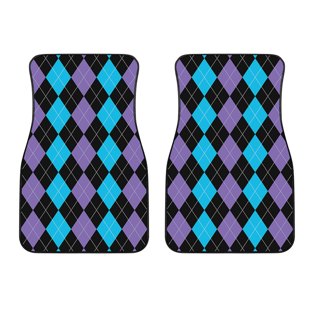 Purple Black And Blue Argyle Print Front Car Floor Mats