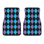 Purple Black And Blue Argyle Print Front Car Floor Mats