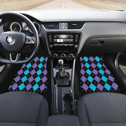 Purple Black And Blue Argyle Print Front Car Floor Mats