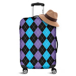 Purple Black And Blue Argyle Print Luggage Cover
