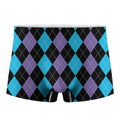 Purple Black And Blue Argyle Print Men's Boxer Briefs