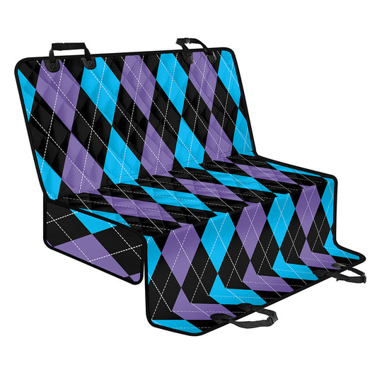 Purple Black And Blue Argyle Print Pet Car Back Seat Cover