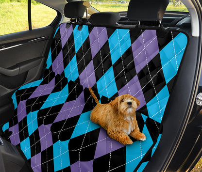 Purple Black And Blue Argyle Print Pet Car Back Seat Cover