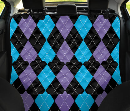Purple Black And Blue Argyle Print Pet Car Back Seat Cover