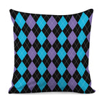 Purple Black And Blue Argyle Print Pillow Cover