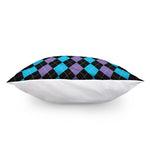 Purple Black And Blue Argyle Print Pillow Cover