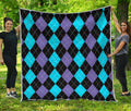 Purple Black And Blue Argyle Print Quilt