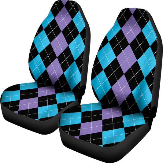 Purple Black And Blue Argyle Print Universal Fit Car Seat Covers