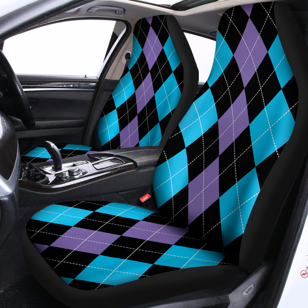 Purple Black And Blue Argyle Print Universal Fit Car Seat Covers