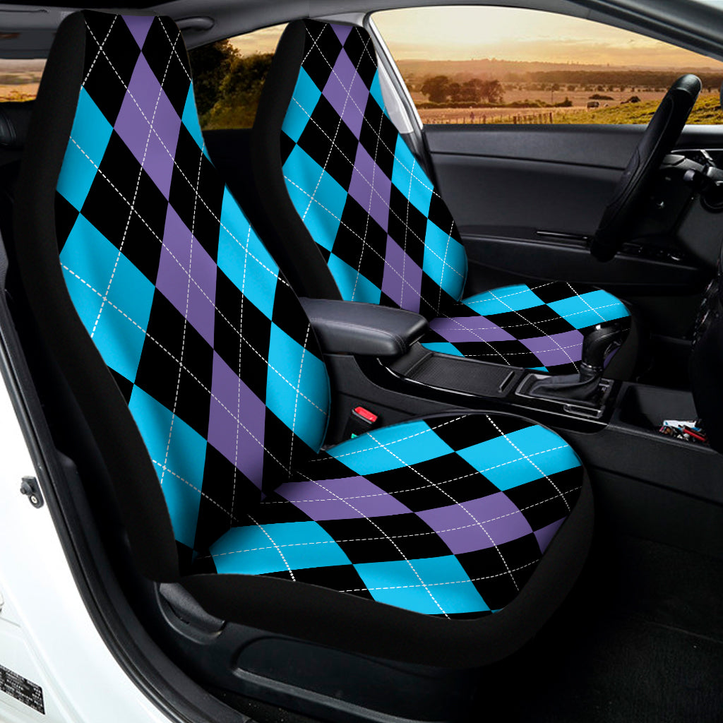 Purple Black And Blue Argyle Print Universal Fit Car Seat Covers
