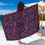 Purple Bohemian Dream Catcher Print Beach Sarong Wrap