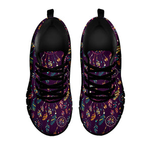 Purple Bohemian Dream Catcher Print Black Sneakers