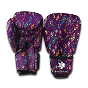 Purple Bohemian Dream Catcher Print Boxing Gloves