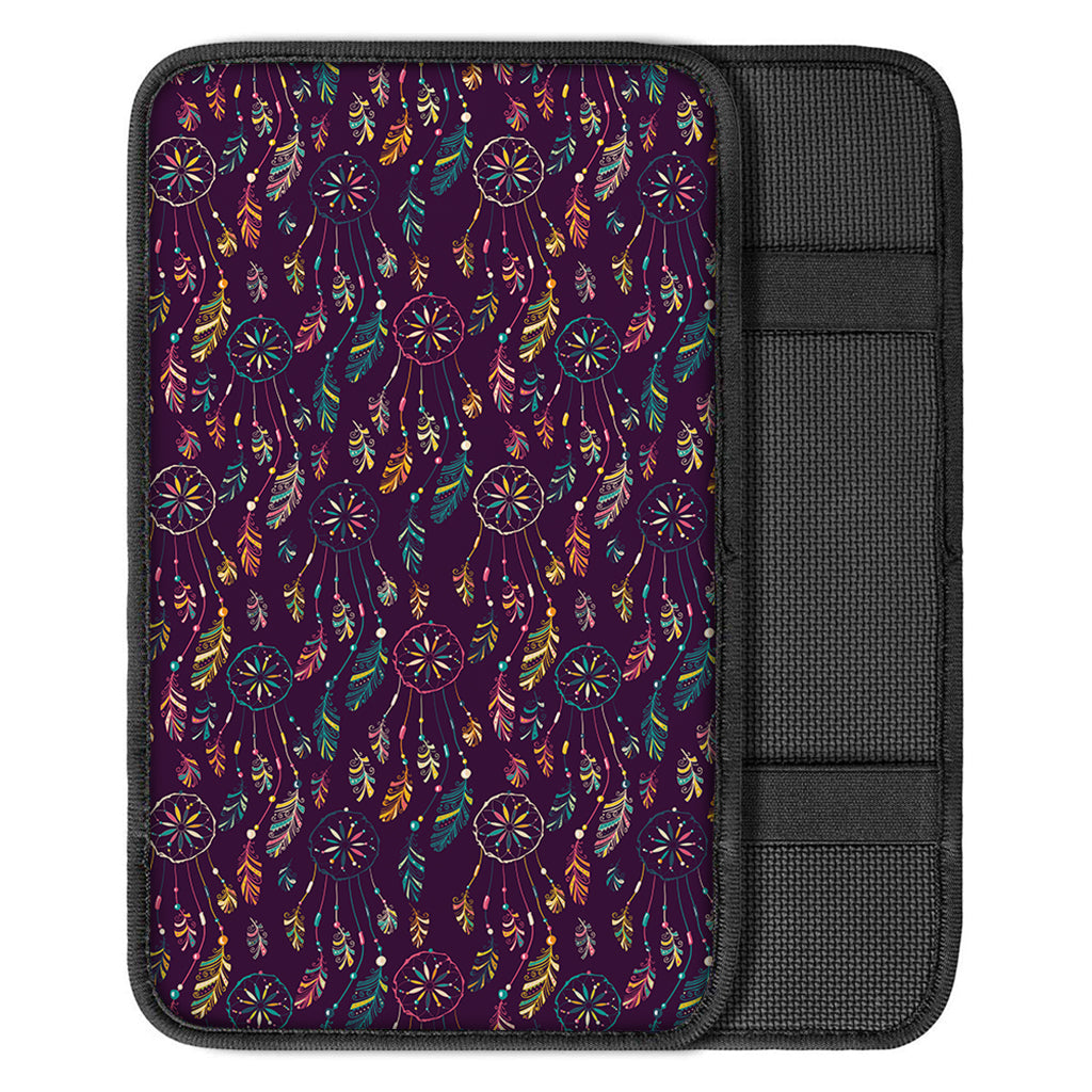 Purple Bohemian Dream Catcher Print Car Center Console Cover