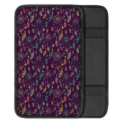 Purple Bohemian Dream Catcher Print Car Center Console Cover