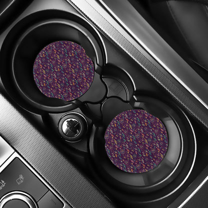 Purple Bohemian Dream Catcher Print Car Coasters