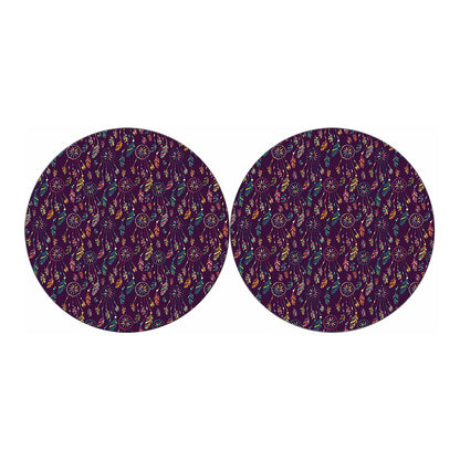 Purple Bohemian Dream Catcher Print Car Coasters