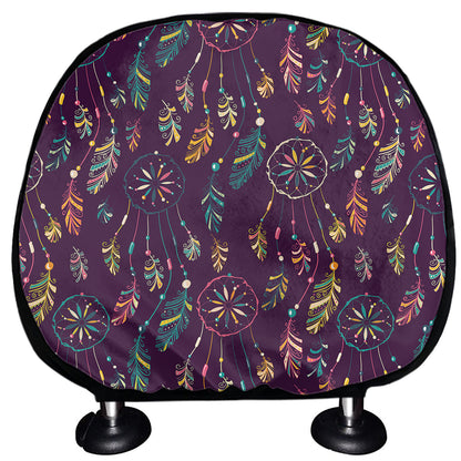 Purple Bohemian Dream Catcher Print Car Headrest Covers