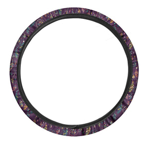 Purple Bohemian Dream Catcher Print Car Steering Wheel Cover