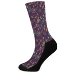 Purple Bohemian Dream Catcher Print Crew Socks