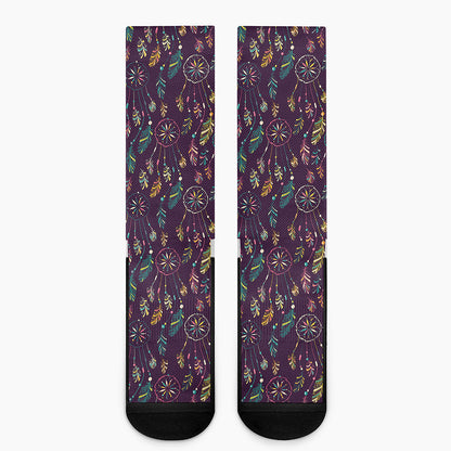 Purple Bohemian Dream Catcher Print Crew Socks