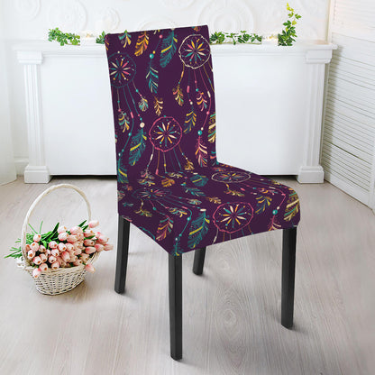 Purple Bohemian Dream Catcher Print Dining Chair Slipcover
