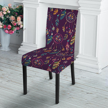 Purple Bohemian Dream Catcher Print Dining Chair Slipcover