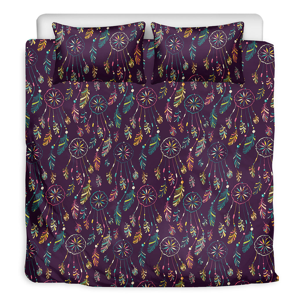 Purple Bohemian Dream Catcher Print Duvet Cover Bedding Set