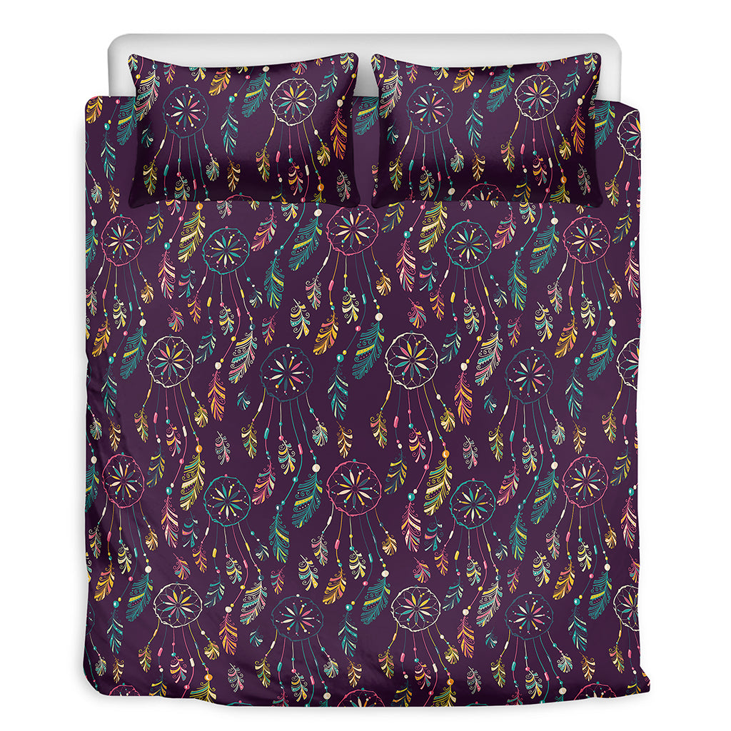 Purple Bohemian Dream Catcher Print Duvet Cover Bedding Set