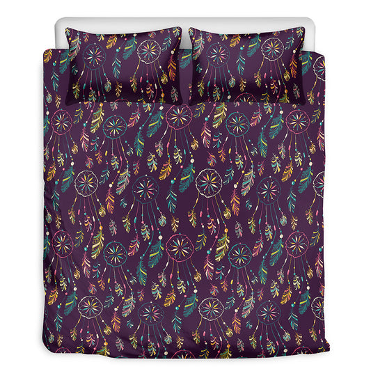 Purple Bohemian Dream Catcher Print Duvet Cover Bedding Set