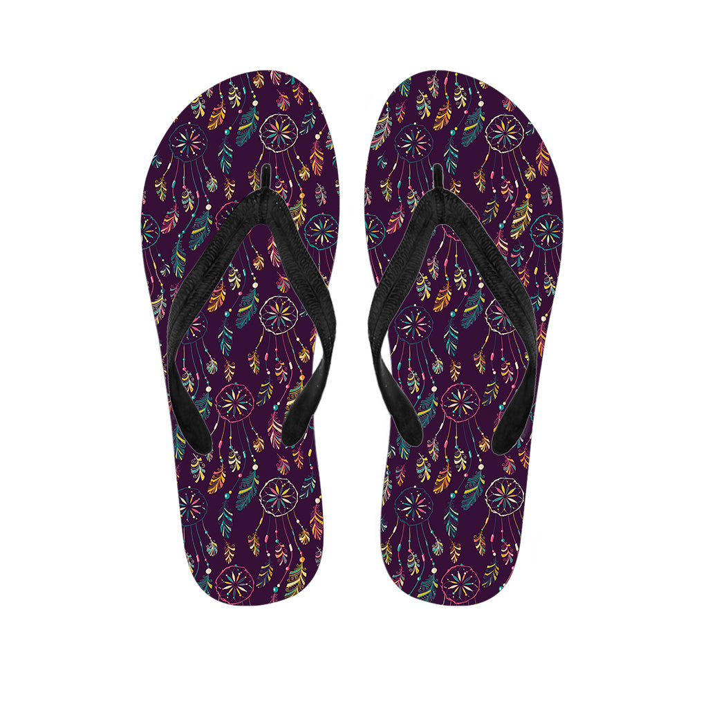 Purple Bohemian Dream Catcher Print Flip Flops