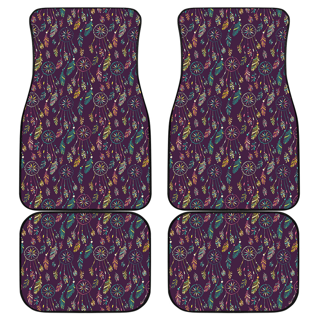 Purple Bohemian Dream Catcher Print Front and Back Car Floor Mats