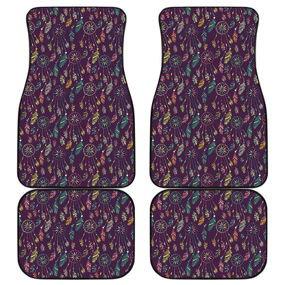 Purple Bohemian Dream Catcher Print Front and Back Car Floor Mats