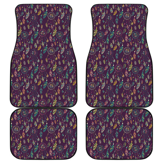 Purple Bohemian Dream Catcher Print Front and Back Car Floor Mats