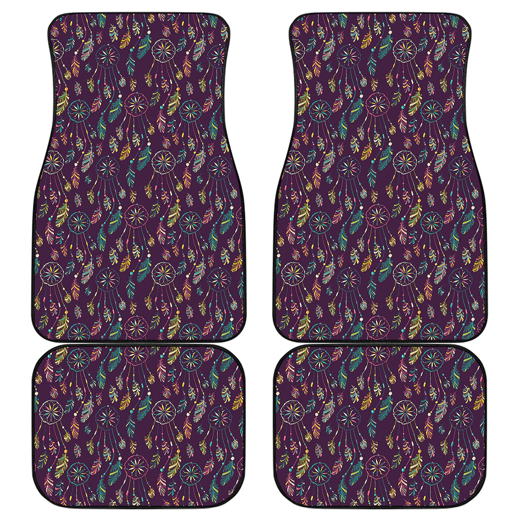 Purple Bohemian Dream Catcher Print Front and Back Car Floor Mats