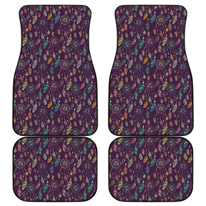 Purple Bohemian Dream Catcher Print Front and Back Car Floor Mats