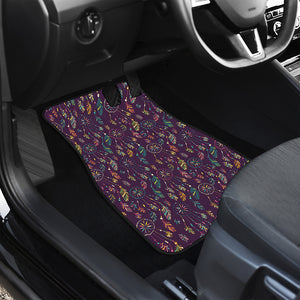 Purple Bohemian Dream Catcher Print Front and Back Car Floor Mats