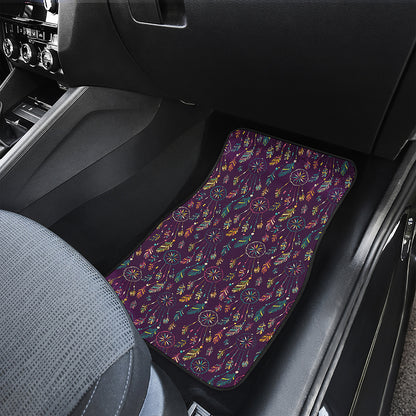 Purple Bohemian Dream Catcher Print Front and Back Car Floor Mats