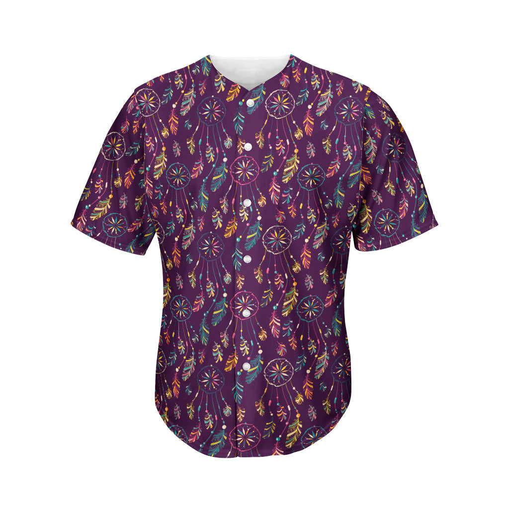 Purple Bohemian Dream Catcher Print Men's Baseball Jersey