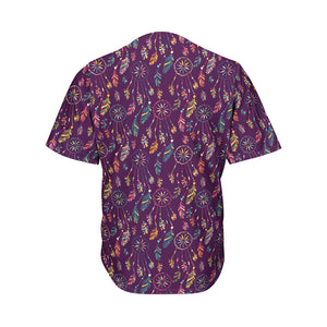 Purple Bohemian Dream Catcher Print Men's Baseball Jersey