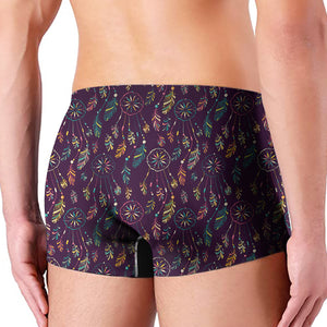 Purple Bohemian Dream Catcher Print Men's Boxer Briefs