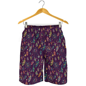 Purple Bohemian Dream Catcher Print Men's Shorts