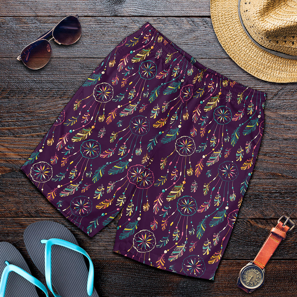 Purple Bohemian Dream Catcher Print Men's Shorts