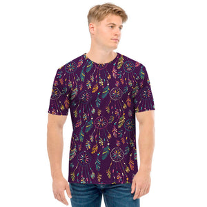 Purple Bohemian Dream Catcher Print Men's T-Shirt