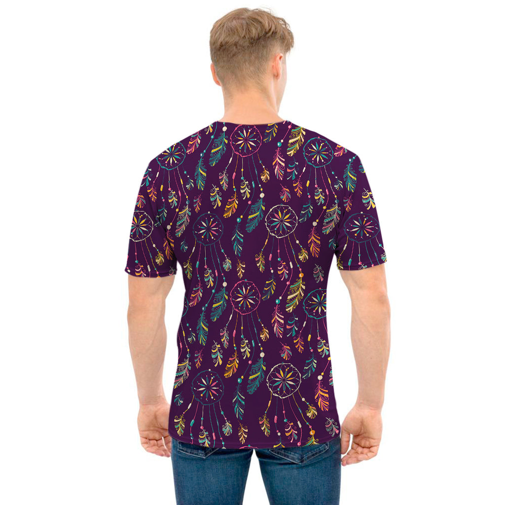 Purple Bohemian Dream Catcher Print Men's T-Shirt