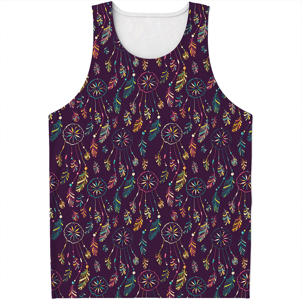 Purple Bohemian Dream Catcher Print Men's Tank Top