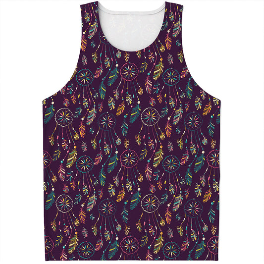 Purple Bohemian Dream Catcher Print Men's Tank Top