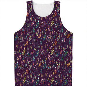 Purple Bohemian Dream Catcher Print Men's Tank Top